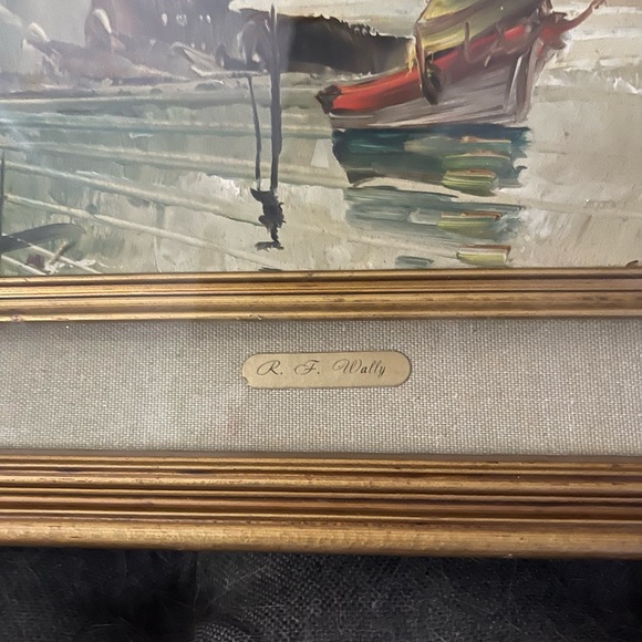 R.F Wally Original Oil Painting Of Sail Boat Signed - Picture 4 of 11